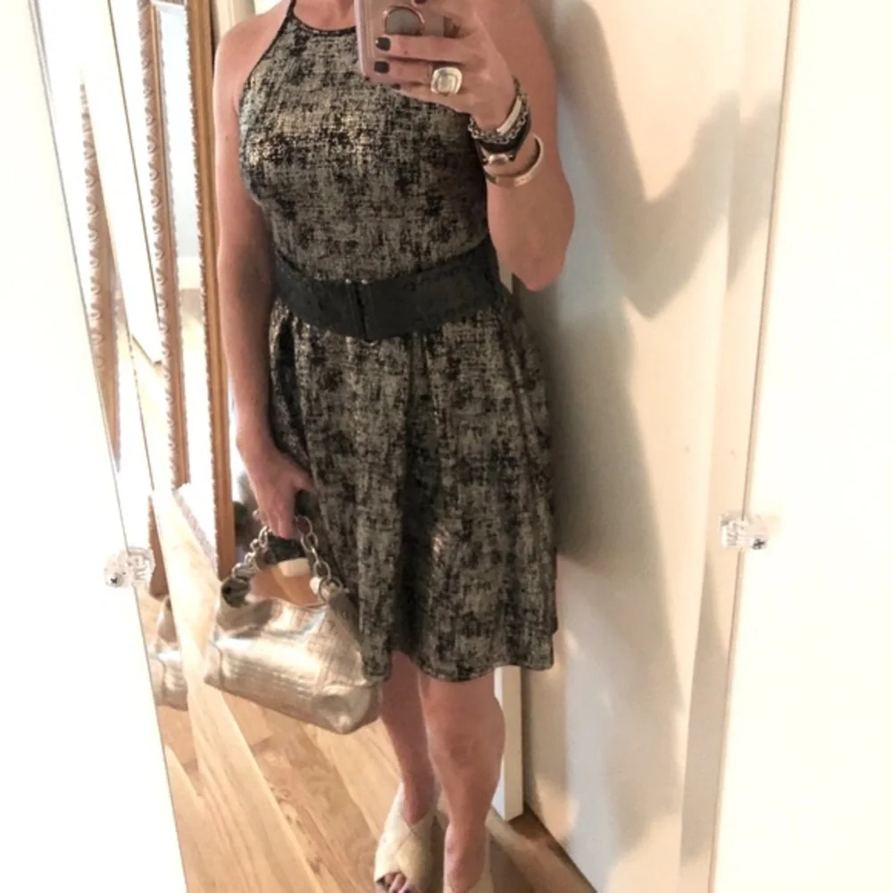 Soprano Gold Metallic Skater Dress - Picture 4 of 11